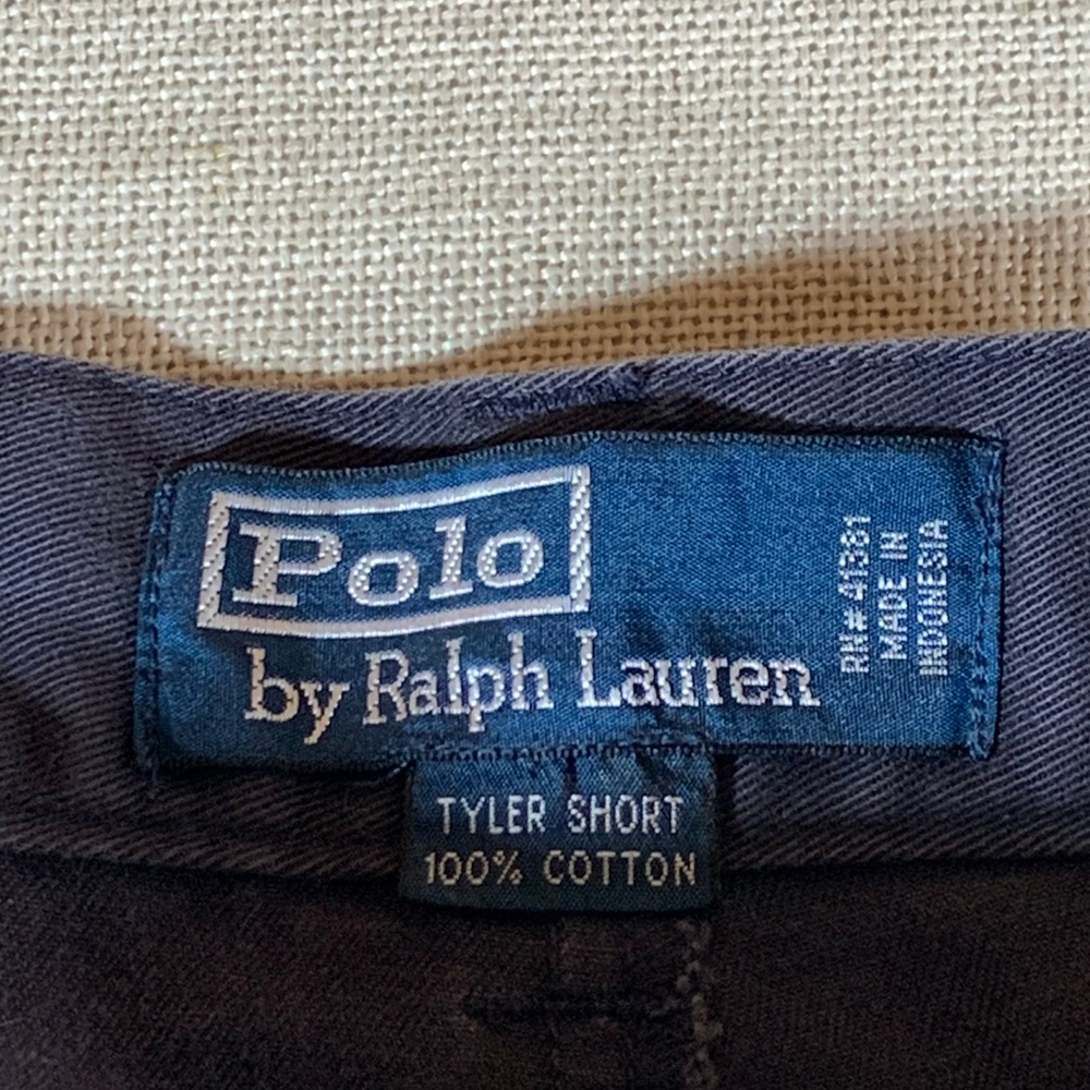Polo Ralph Lauren Tyler Short Mens 40 Navy Blue Pleated Chino Cotton Shorts‎ - Picture 6 of 10